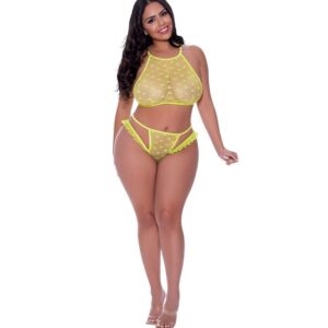 Magic Silk Halter Crop Bra & Cheeky Panty Set M315Q-NEONCHARTREUSE
