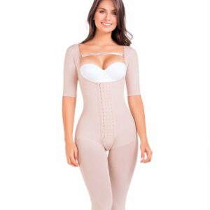 Fajas MariaE 9142 | Long Sleeve Postoperative Shapewear With Over Bust Strap | After Pregnancy Compression Garment