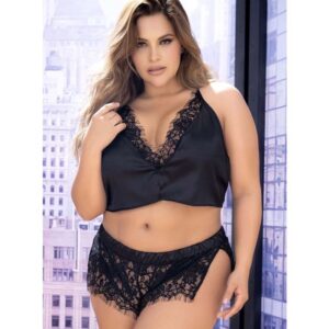 Mapale Plus Size Satin and Lace 2 Pc. Pajama Set MA7447X