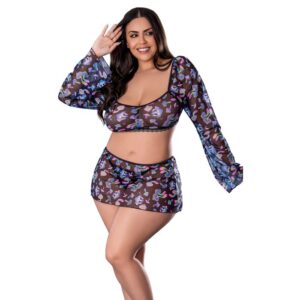 Magic Silk Crop Top, Skirt & G-String Set M376Q