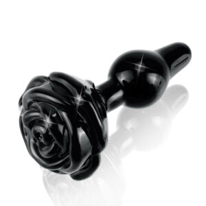 Pipedream Icicles No. 77 Black Rose Glass Anal Plug
