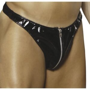 Elegant Moments Mens Zip Up Vinyl Thong EMV9211
